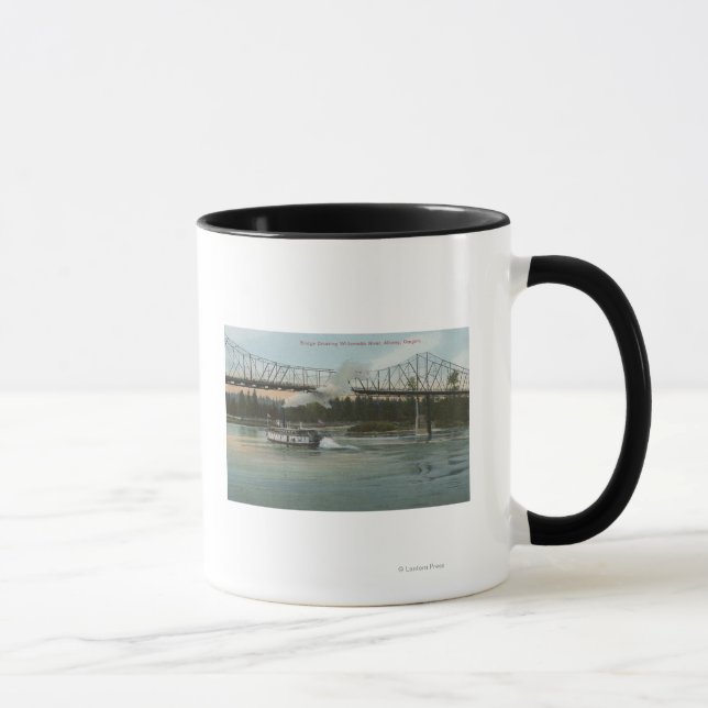 Albany, Oregon - Paddle Boat Crossing Willamette Mug (Right)