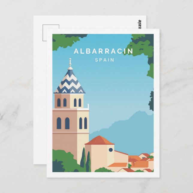 Albarracin Spain Famous Travel Place Illustration Postcard (Front/Back)
