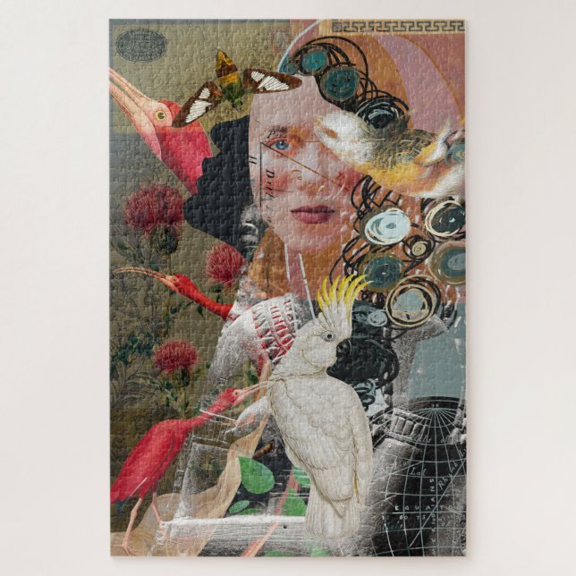 Alba's Bird Study Collage Art Jigsaw Puzzle (Vertical)