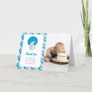 Albatross Blue and White Birthday Party Thank You Card