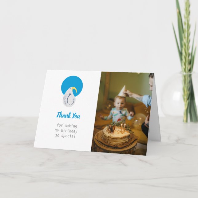 Albatross Blue and White Party Thank You Card (Front)