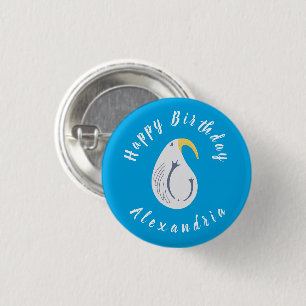 Albatross - Ocean Theme Happy Birthday Blue White 3 Cm Round Badge