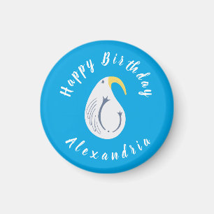 Albatross - Ocean Theme Happy Birthday Blue White Magnet