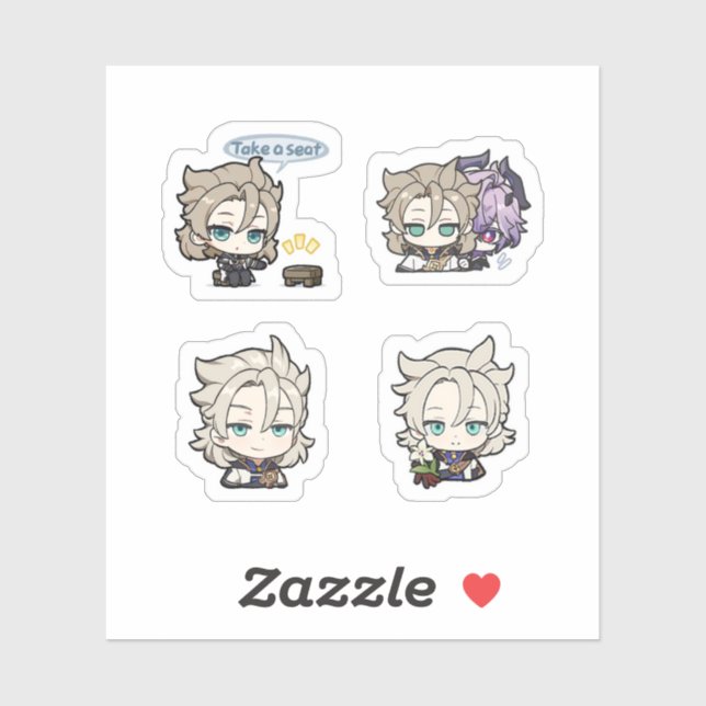 Albedo Genshin Impact 4 Pack Sticker Sheet (Sheet)