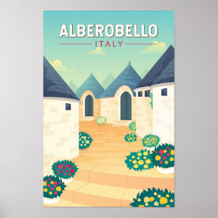 Alberobello Italy  Travel Art Vintage Poster