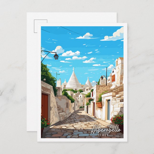 Alberobello Italy vintage travel illustration Postcard (Front/Back)