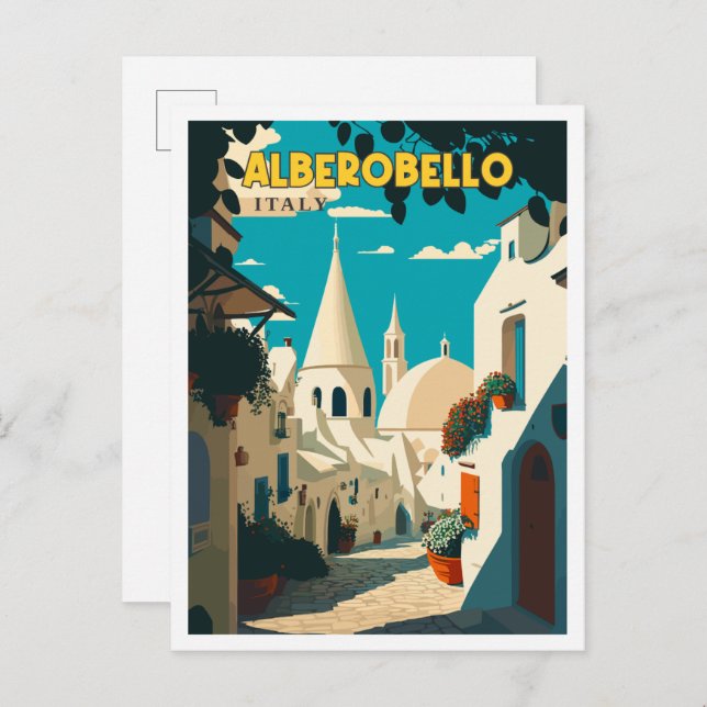 Alberobello Italy vintage travel illustration Postcard (Front/Back)
