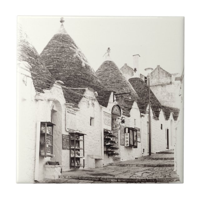 Alberobello trulli in Apulia Ceramic Tile (Front)