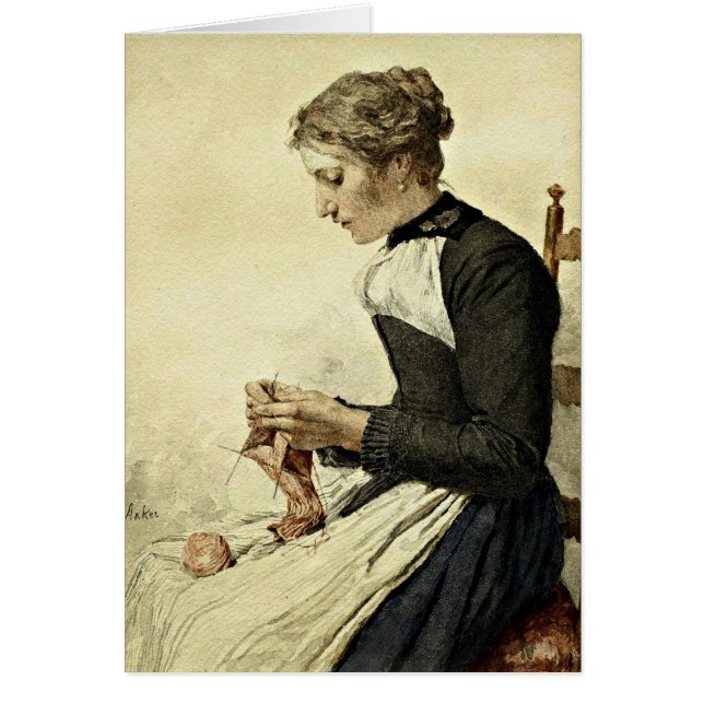 Albert Anker - Young Woman Knitting (Front)