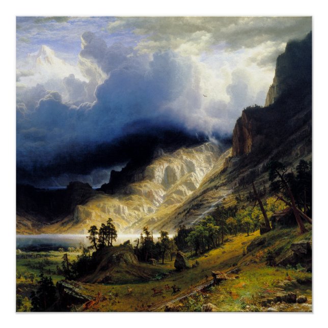 Albert Bierstadt A Storm in the Rocky Mountains   Poster (Front)