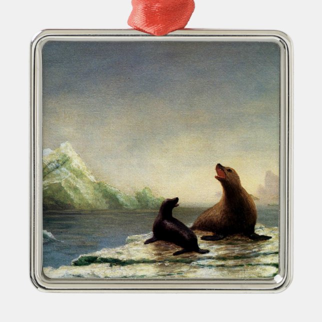Albert Bierstadt painting, Seals, Metal Ornament (Front)