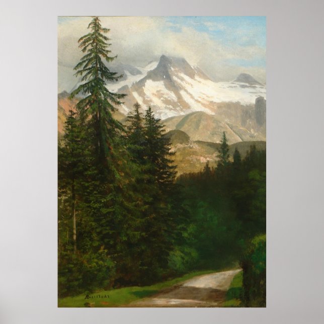 Albert Bierstadt Painting Snow in the High Country Poster (Front)