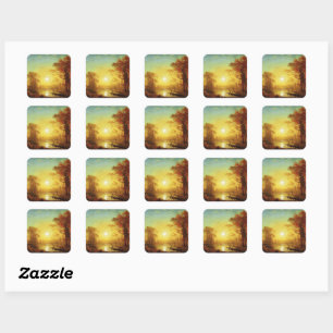 Albert Bierstadt painting, Sunrise, Square Sticker