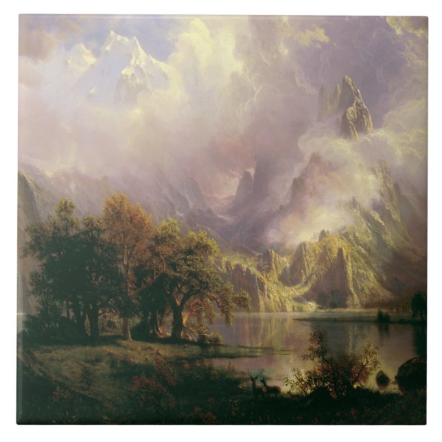 Albert Bierstadt - Rocky Mountain Landscape Ceramic Tile (Front)
