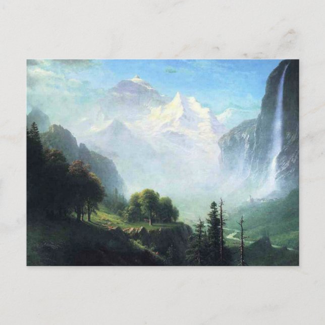 Albert Bierstadt  staubbach falls near lauterbru Postcard (Front)