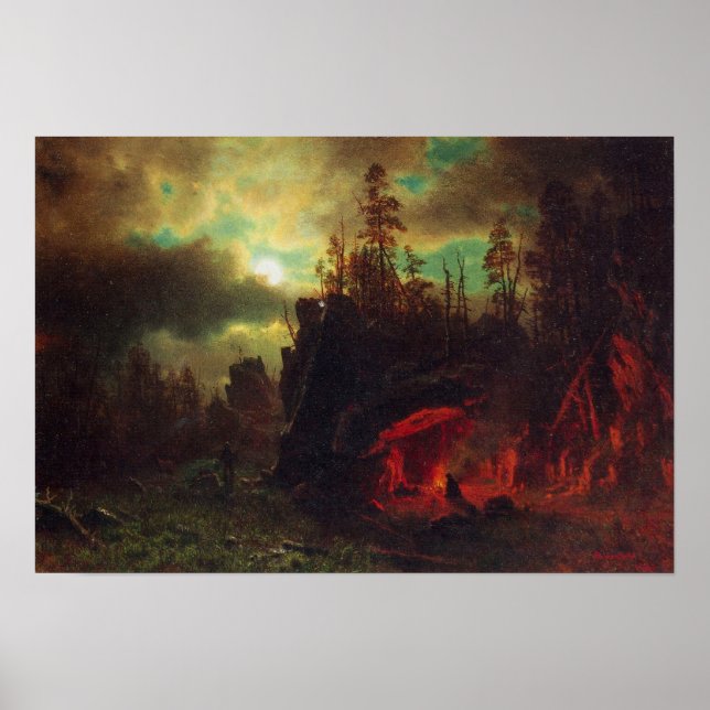Albert Bierstadt-Trapper's camp Poster (Front)