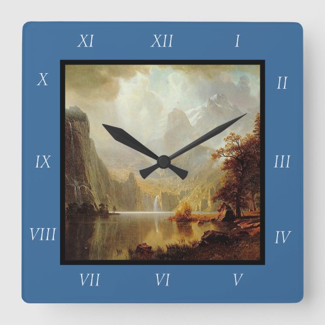 Albert Bierstadt's Painting, In the Mountains 1867 Square Wall Clock (Front)