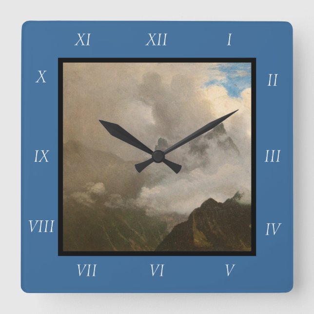 Albert Bierstadt's Painting, Mountain Mist, 1868 C Square Wall Clock (Front)
