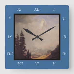 Albert Bierstadt's The Matterhorn, 1867 Canvas Pri Square Wall Clock