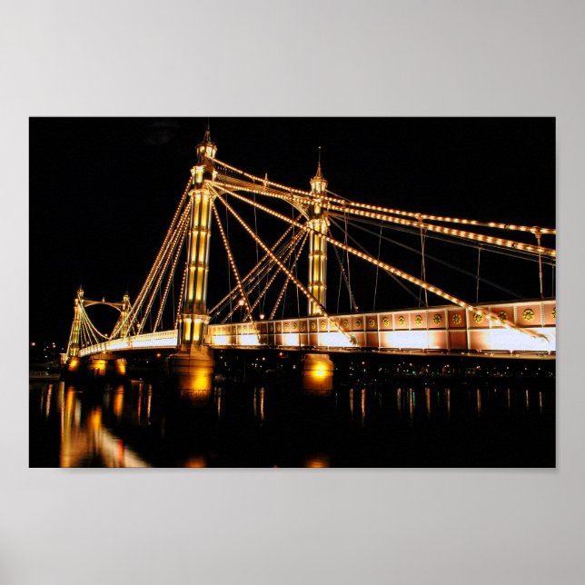 Albert Bridge At Night West London Poster (Front)