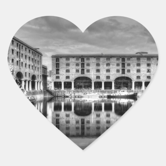 Albert Dock Liverpool Reflections Heart Sticker (Front)