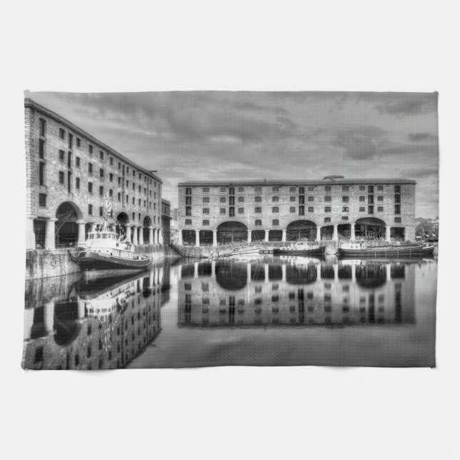 Albert Dock Liverpool Reflections Tea Towel (Horizontal)