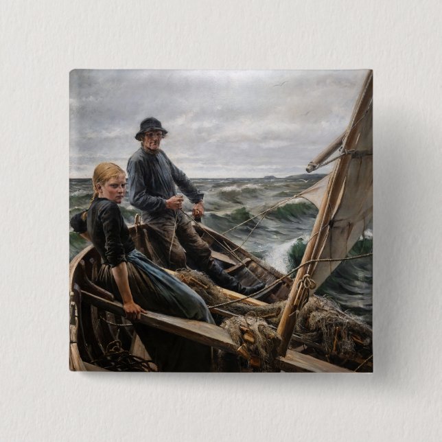 Albert Edelfelt - At Sea 15 Cm Square Badge (Front)