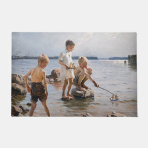 Albert Edelfelt - Boys Playing on the Shore Doormat