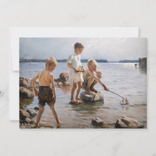 Albert Edelfelt - Boys Playing on the Shore Invitation