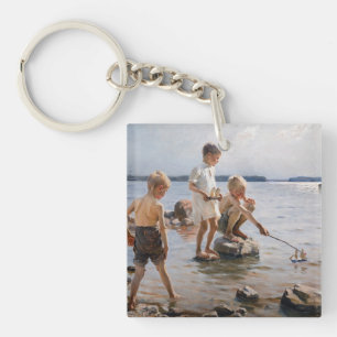 Albert Edelfelt - Boys Playing on the Shore Key Ring