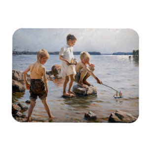 Albert Edelfelt - Boys Playing on the Shore Magnet