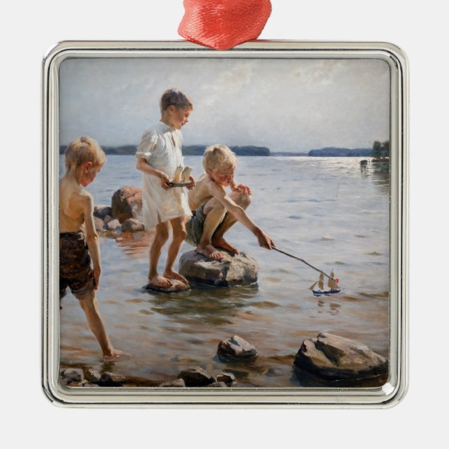 Albert Edelfelt - Boys Playing on the Shore Metal Ornament (Front)