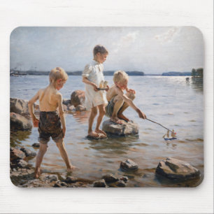 Albert Edelfelt - Boys Playing on the Shore Mouse Pad