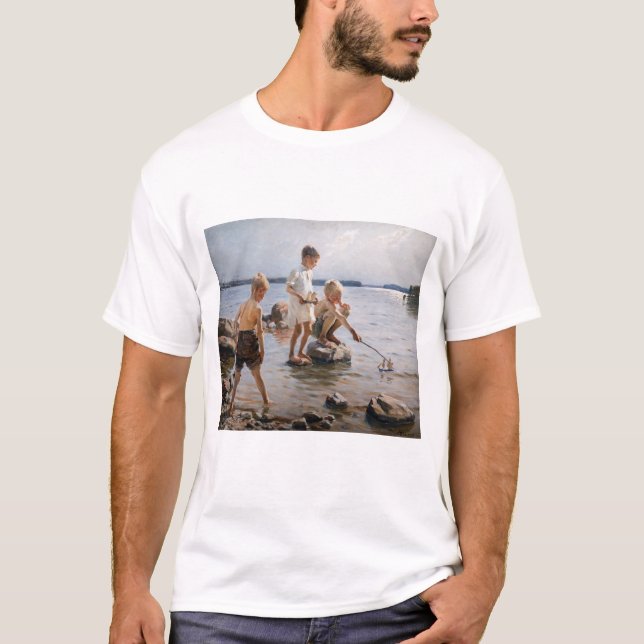 Albert Edelfelt - Boys Playing on the Shore T-Shirt (Front)