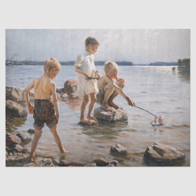Albert Edelfelt - Boys Playing on the Shore Tissue Paper (Front)