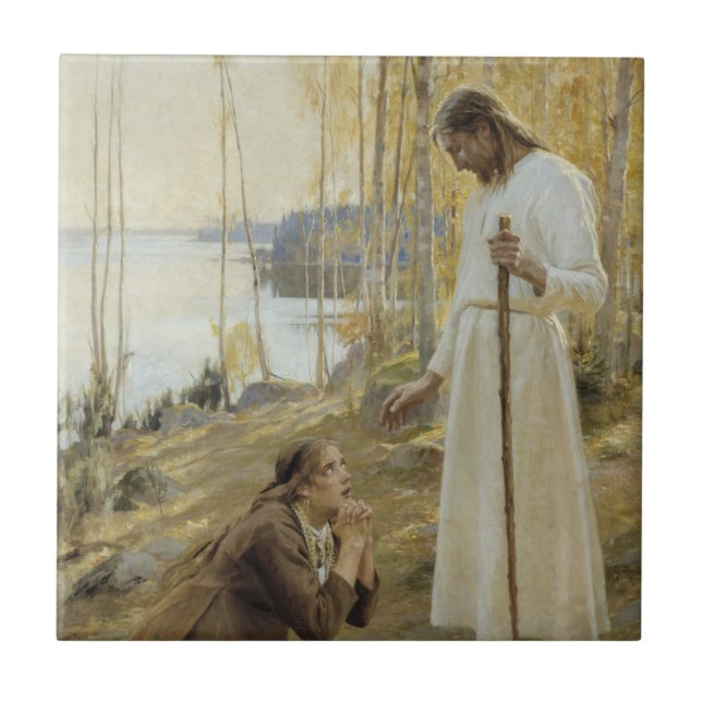 Albert Edelfelt - Christ and Mary Magdalene Ceramic Tile (Front)