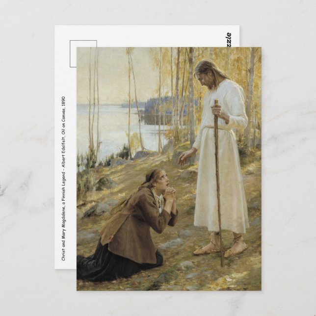 Albert Edelfelt - Christ and Mary Magdalene Postcard (Front/Back)
