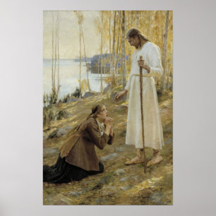 Albert Edelfelt - Christ and Mary Magdalene Poster