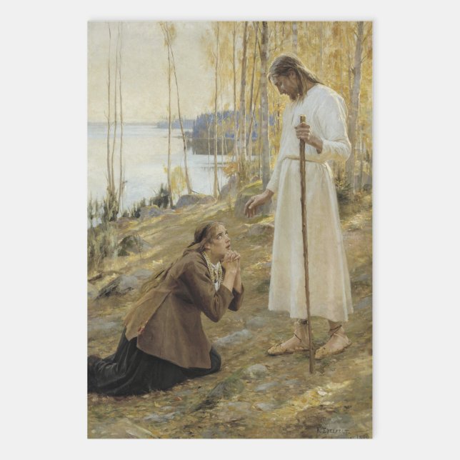 Albert Edelfelt - Christ and Mary Magdalene Wrapping Paper Sheet (Creator Uploaded)