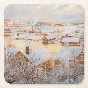 Albert Edelfelt - December Day Square Paper Coaster