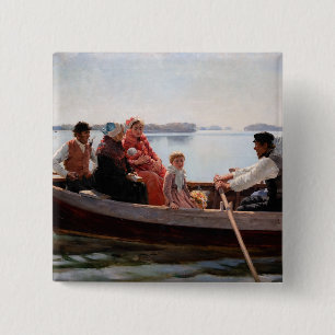 Albert Edelfelt - Going to the Christening 15 Cm Square Badge