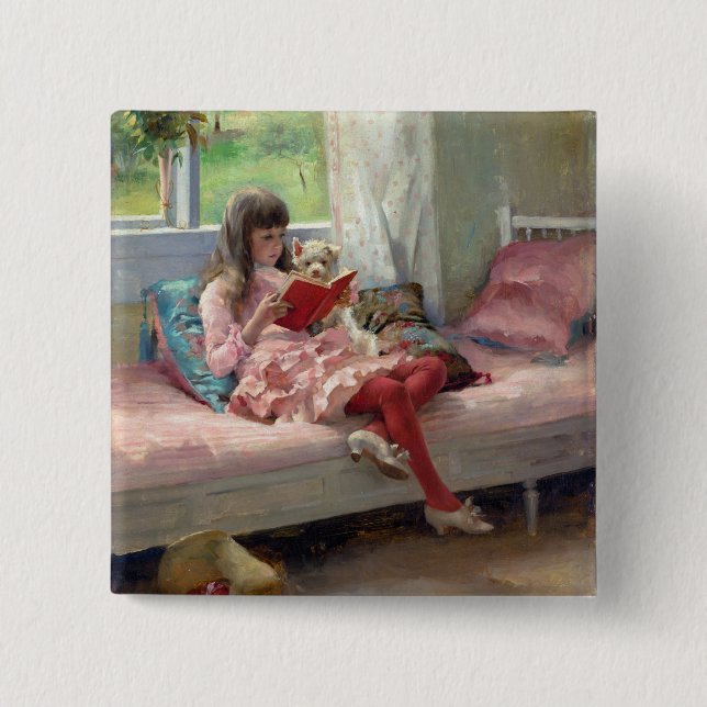Albert Edelfelt - Good Friends 15 Cm Square Badge (Front)