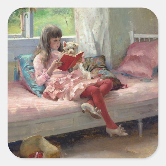 Albert Edelfelt - Good Friends Square Sticker (Front)