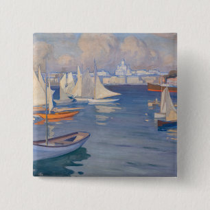 Albert Edelfelt - Harbour in Helsinki 15 Cm Square Badge