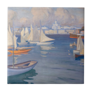 Albert Edelfelt - Harbour in Helsinki Ceramic Tile