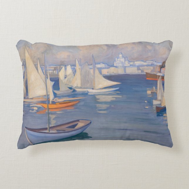 Albert Edelfelt - Harbour in Helsinki Decorative Cushion (Front)