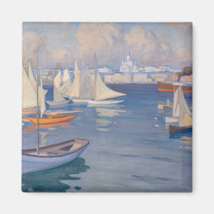 Albert Edelfelt - Harbour in Helsinki Magnet