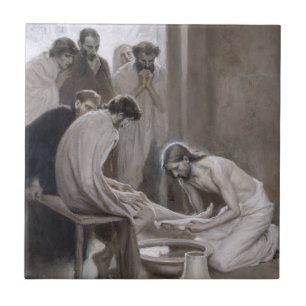 Albert Edelfelt - Jesus Washing Feet of Disciples Ceramic Tile
