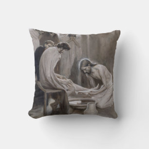 Albert Edelfelt - Jesus Washing Feet of Disciples Cushion