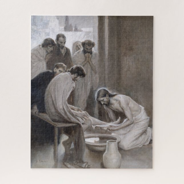Albert Edelfelt - Jesus Washing Feet of Disciples Jigsaw Puzzle (Vertical)